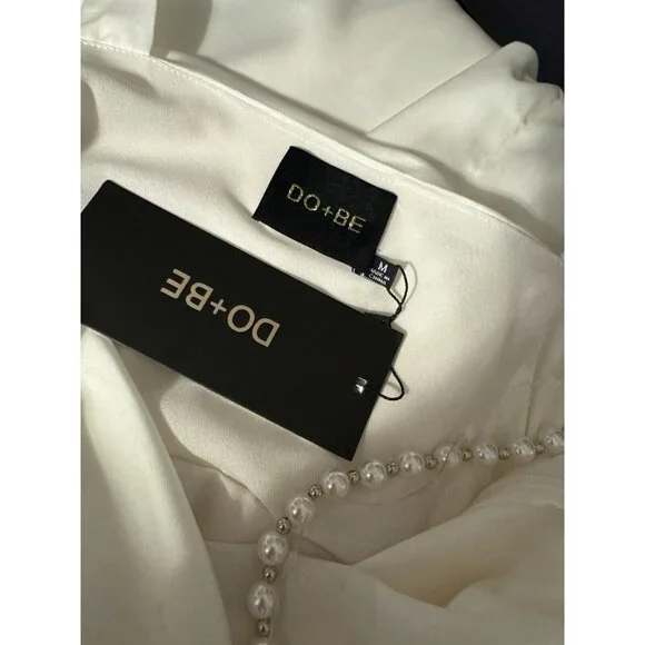 DO + BE Ivory Pearl Strap M Medium Silky Dress NEW NWT - Picture 14 of 16